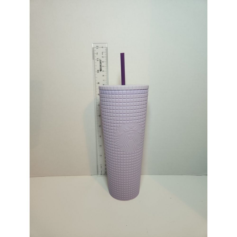Starbucks 2021 Matte Lilac Lavender Grid Studded 24 oz Tumbler Soft Touch NEW